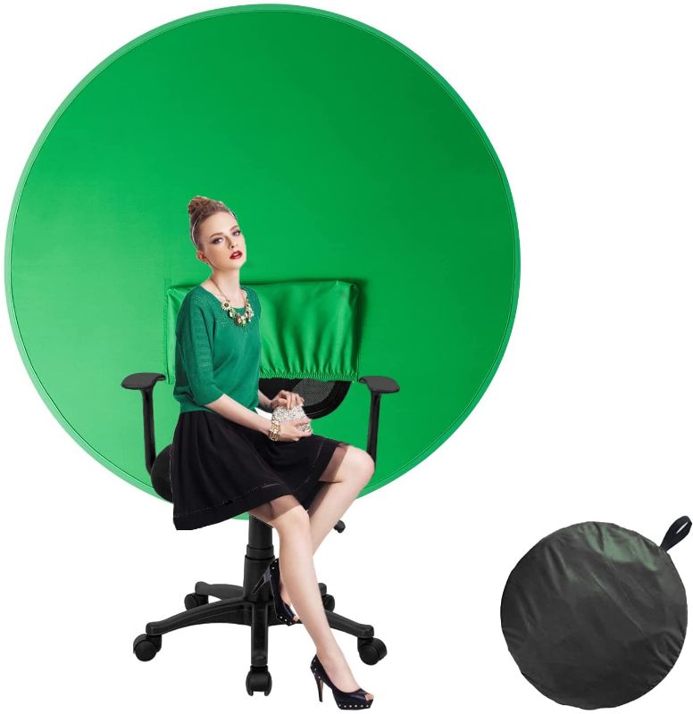 Photo 1 of ?56"? Portable Green Scree Chair Background, Collapsible Webcam Background, Chroma Key Green for Video Chats,Video Conference,Game,Zoom,Video Backdrop.
