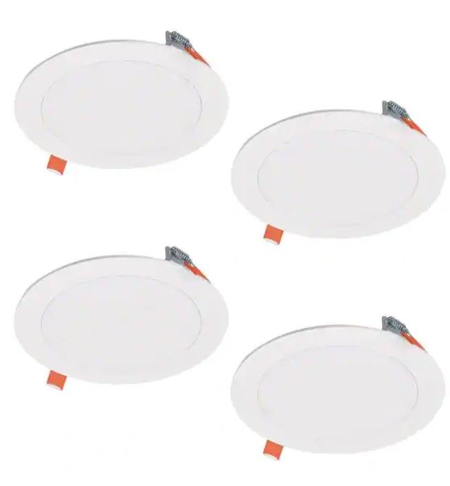 Photo 1 of Halo HLBSL6 Series 6 in. 3000K-5000K Selectable CCT Integrated LED White Downlight Recessed Light with Round Trim (4-Pack)