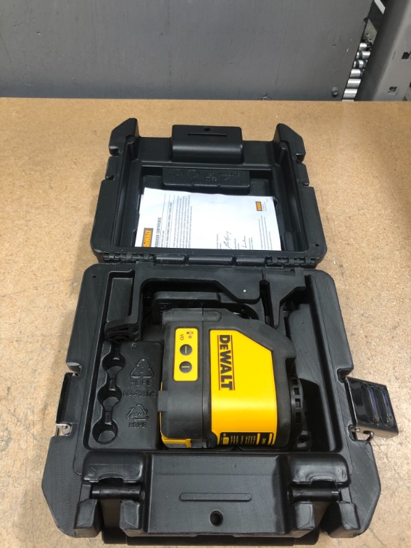 Photo 3 of DEWALT 165 ft. Red Self-Leveling Cross-Line Laser Level with (3) AA Batteries & Case