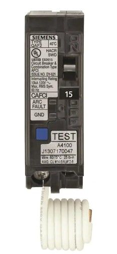 Photo 1 of 15 Amp 1 in. Single-Pole Combination AFCI Circuit Breaker