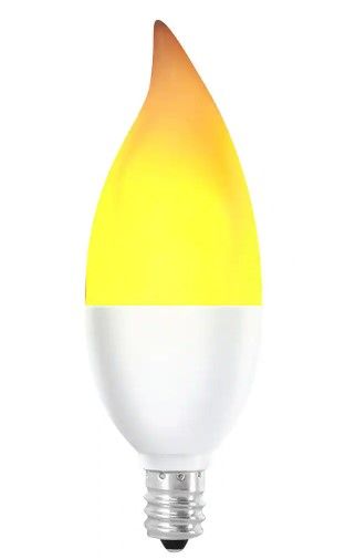 Photo 2 of 2-Watt Equivalent CA10 Flame Design Candelabra Base LED Light Bulb (2-Pack)