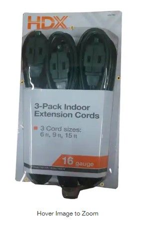 Photo 1 of 6 ft., 9 ft., 15 ft. 16/2 Green Extension Cords
SET OF 2