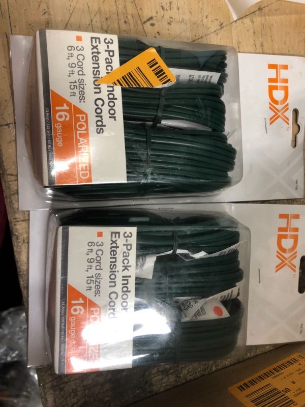 Photo 2 of 6 ft., 9 ft., 15 ft. 16/2 Green Extension Cords
SET OF 2