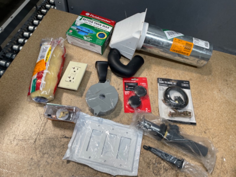 Photo 1 of  Assorted Home Depot Home Improvement Bundle; wall plate with outlet, tank to bowl kit, than wax and more items. ***10 Pack***