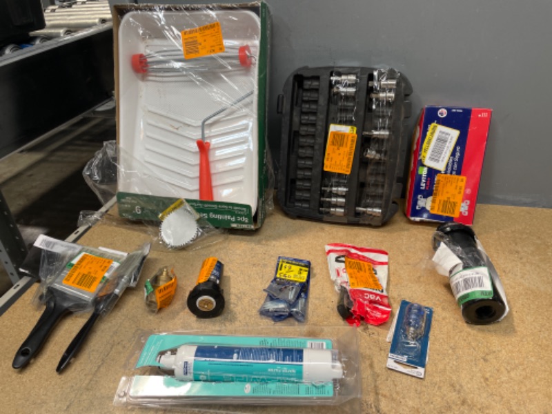 Photo 1 of  Assorted Home Depot Home Improvement Bundle; Tool, paint tray kit, outlets, and more. ***10 Pack***
