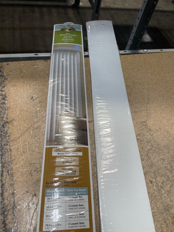 Photo 2 of ***CUT*** Hampton Bay
Crown White Room Darkening Vertical Blind for Sliding Door or Window - Louver Size 3.5 in. W x see notes L(18-Pack)