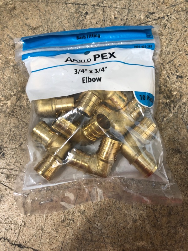 Photo 2 of 3/4 in. Brass PEX Barb 90 Elbow (10-Pack), 10PK
