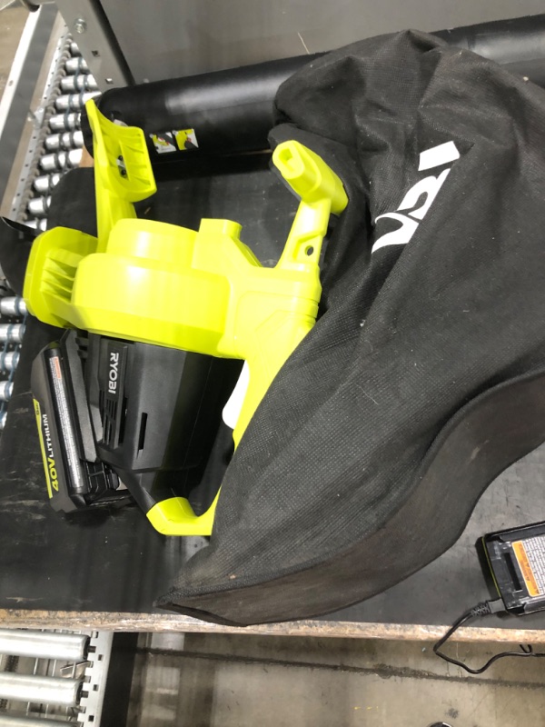 Photo 4 of ***DOESNT POWER ON WHEN TESTED** RYOBI
40V Vac Attack Cordless Leaf Vacuum/Mulcher with 5.0 Ah Battery and Charger