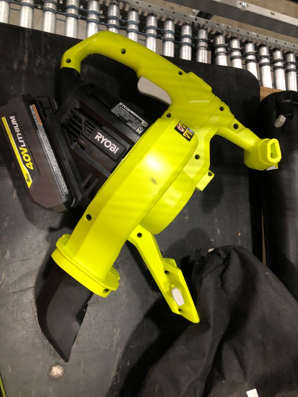 Photo 5 of ***DOESNT POWER ON WHEN TESTED** RYOBI
40V Vac Attack Cordless Leaf Vacuum/Mulcher with 5.0 Ah Battery and Charger