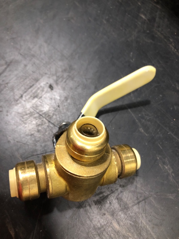 Photo 2 of 1/2 in. Brass PEX-A Barb Ball Valve with Drain and Mounting Pad
