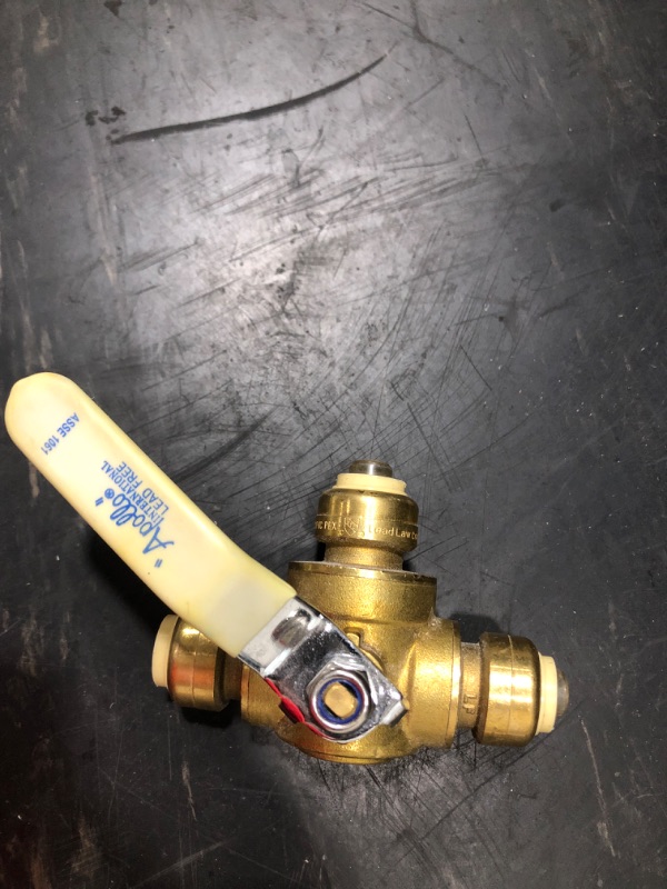 Photo 1 of 1/2 in. Brass PEX-A Barb Ball Valve with Drain and Mounting Pad
