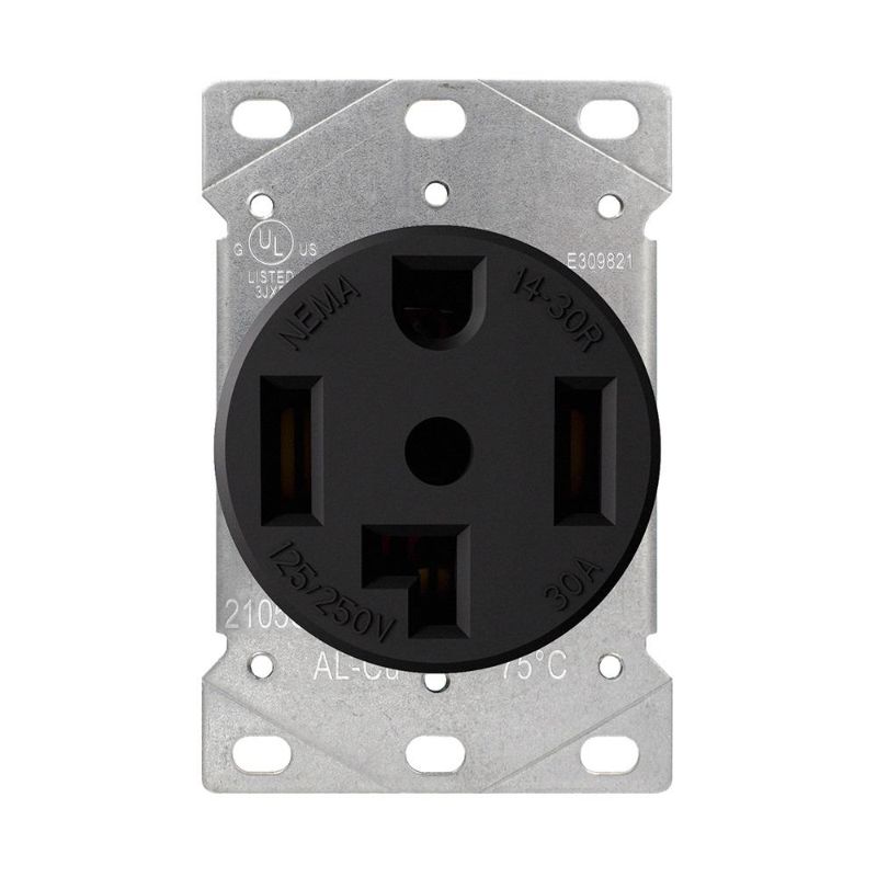 Photo 1 of  15- Pack  ELEGRP 30 Amp 125/250V NEMA 14-30R Flush Mount Power Outlet Straight Blade Range and Dryer Outlet Grounding Black 2105S
