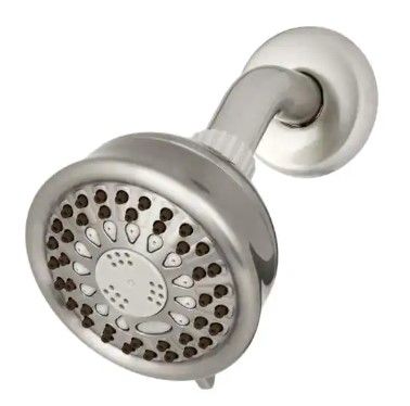 Photo 1 of **MISISNG NECK**SHOWER HEAD ONLY** Waterpik
5-Spray 3.8 in. Single Wall Mount Low Flow Fixed Shower Head in Brushed Nickel