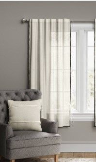 Photo 1 of 1pc 54"x95" Light Filtering Stitched Edge Window Curtain Panel - Threshold™
