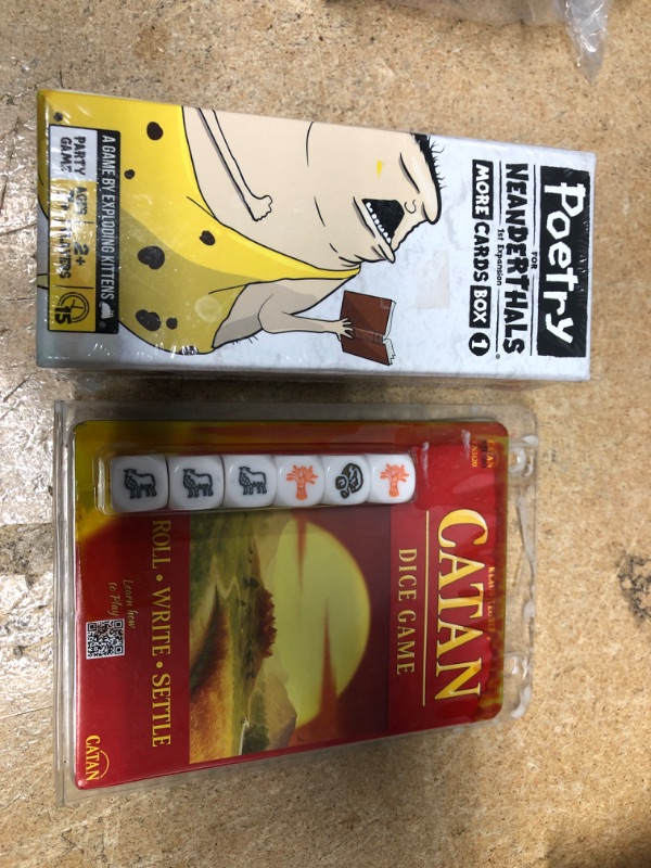 Photo 3 of Asmodee Catan Dice - 1.0 Ea AND Poetry for Neanderthals More Cards Box 1 Game Expansion

