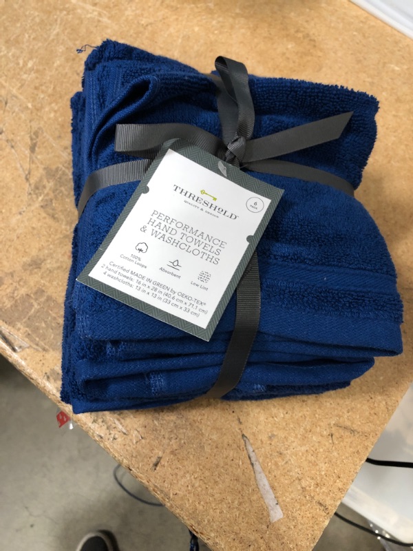 Photo 2 of 6pc Performance Bath Towel Set Blue - Threshold
