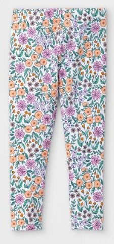 Photo 1 of 3 PAIR*** (Small) Toddler Girls' Floral Leggings - Cat & Jack™ White


