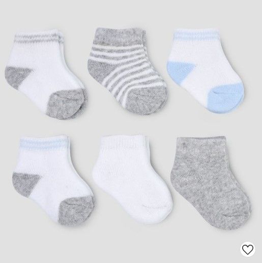 Photo 1 of Baby Girls' 10pk Ankle socks - Cat & Jack™ + Carter's Just One You® Baby Boys' 6pk Basic Ankle Terry Socks - White/Gray 0-3M
