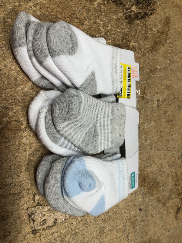 Photo 2 of Baby Girls' 10pk Ankle socks - Cat & Jack™ + Carter's Just One You® Baby Boys' 6pk Basic Ankle Terry Socks - White/Gray 0-3M
