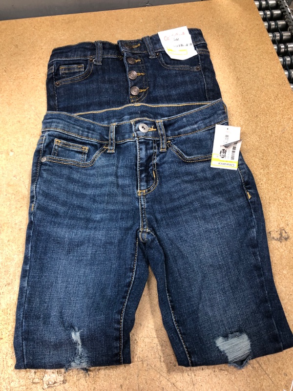 Photo 2 of (Size: 7) Girls' Distressed Lace Mid-Rise Jeans - Cat & Jack + (Size: 7) Jeans