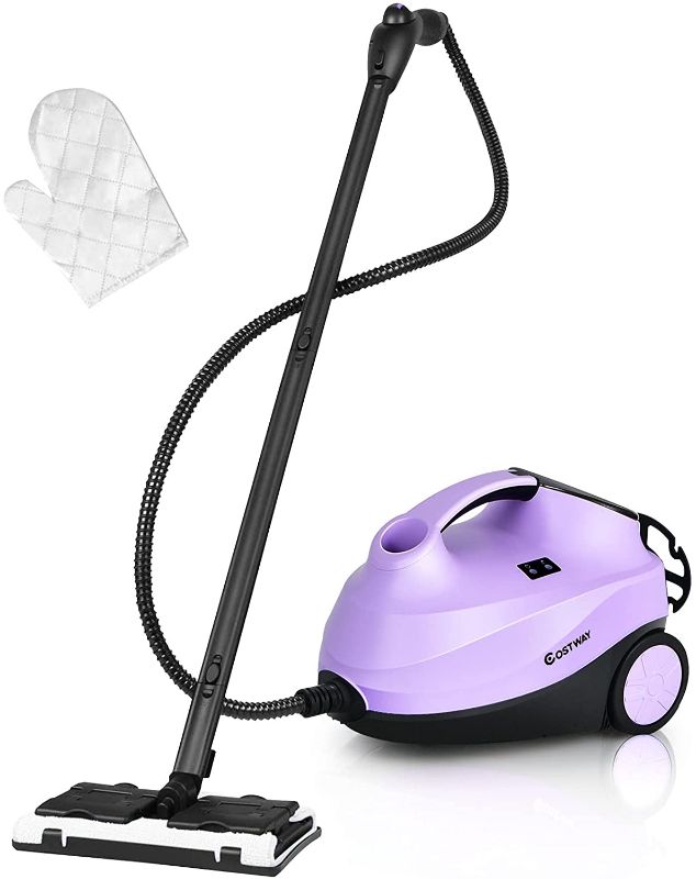 Photo 1 of COSTWAY 2000W Multipurpose Steam Cleaner with 19 Accessories, Household Steamer w/ 1.5L Tank for Cleaning, Heavy Duty Rolling Cleaning Machine for Carpet, Floors, Windows and Cars (Purple)
