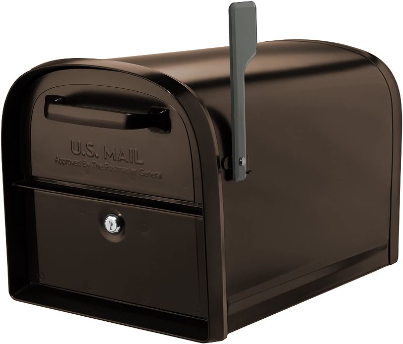 Photo 1 of Architectural Mailboxes 6300RZ Oasis 360 Locking Parcel Mailbox with 2-Access Doors, X-Large, Rubbed Bronze
(MISSING KEY)
