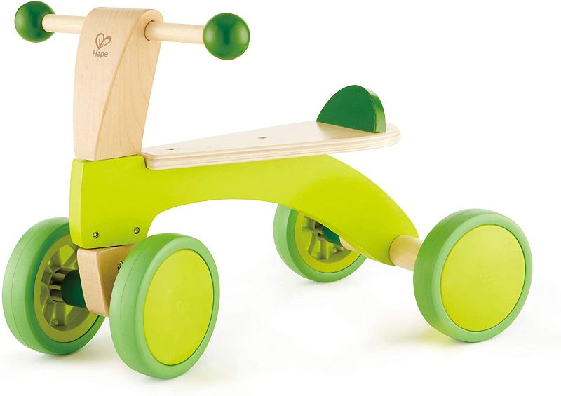 Photo 1 of Hape Scoot Around Ride On Wood Bike | Award Winning Four Wheeled Wooden Push Balance Bike Toy, Bright Green 