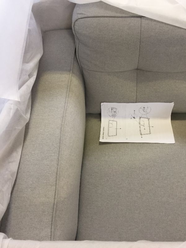 Photo 5 of Amazon Brand – Rivet Bigelow Modern Sofa Couch with Wood Base, 89.4"W, Light Grey / Blonde
