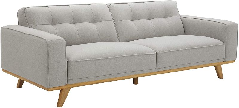 Photo 1 of Amazon Brand – Rivet Bigelow Modern Sofa Couch with Wood Base, 89.4"W, Light Grey / Blonde
