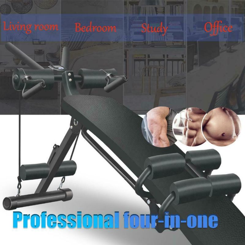 Photo 1 of 4 in1 Foldable Supine board Abdominal machine Dumbbell bench Pull rope Gym Home

