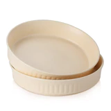 Photo 1 of CASE OF 8; Ceramic Pie Pan Set of 2 - 8.5 Inches Matte Beige Pure Collection
