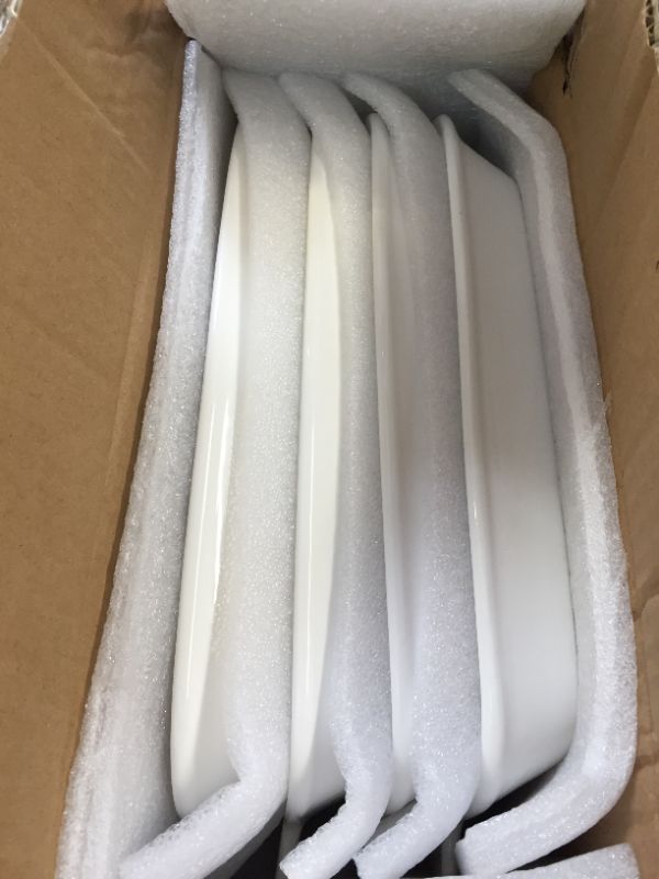 Photo 2 of CASE OF 4; Ceramic Serving Platter With Handle Set Of 4 - 10 Inches White 16 TOTAL 
