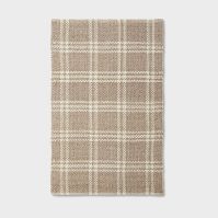 Photo 1 of 3'x5' Wool/Cotton Plaid Rug Neutral - MINOR MARKINGS FROM NOT BEING COMPLETELY PACKAGED 
