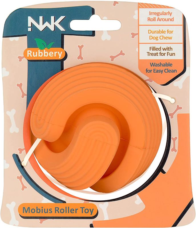Photo 1 of 2 PACK; NWK Dog Teething Toys Ball Nontoxic Durable Rubber Rolling Chew Toys for Puppy Dog Teeth Cleaning/Chewing/Playing/Treat Dispensing Dog Toys, roll Around in Unpredictable Way
