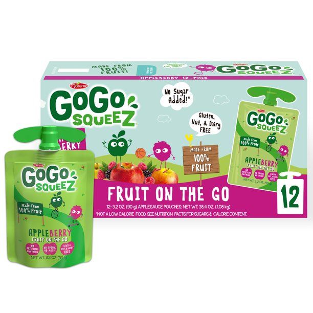 Photo 1 of (12 Pack) GoGo Squeez Apple Berry Applesauce Snack Pouch, 3.2 oz, 