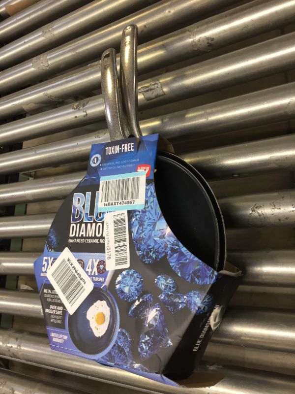 Photo 2 of Blue Diamond Cookware Diamond Infused Ceramic Nonstick 9.5" and 11" Frying Pan Skillet Set, PFAS-Free, Dishwasher Safe, Oven Safe, Blue
