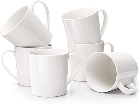 Photo 1 of 18 pcs DOWAN Large Coffee Mugs Set, 18 OZ White Coffee Mug Set of 6, Ceramic Mugs with Large Handle 
