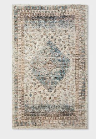 Photo 1 of 3'x5' Light Distressed Diamond Persian Style Rug Neutral - Threshold™ designed with Studio McGee

