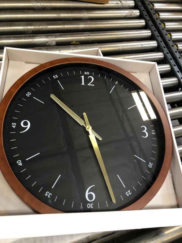 Photo 1 of 20" Walnut Woodgrain Wall Clock Black - Project 62™

