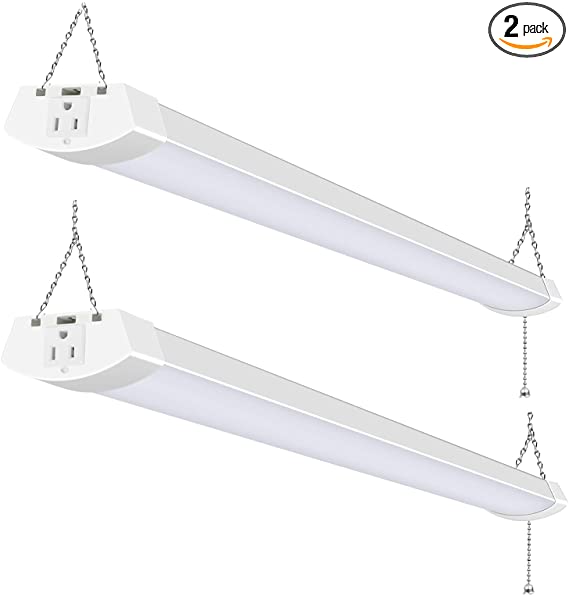 Photo 1 of 4FT 120W LED Shop Light Linkable, 13000lm(400w Equivalent), 5000K Utility Shop Lights for Garages, Workshops, Basements, Hanging or FlushMount, with Power Cord and Pull Chain, ETL, 2 Pack
