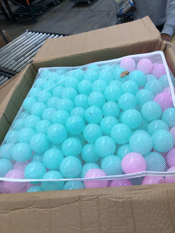 Photo 3 of Amazon Basics BPA Free Plastic Ball Pit Balls with Storage Bag, 1,000 ct (2.3” Diameter), Pastels
