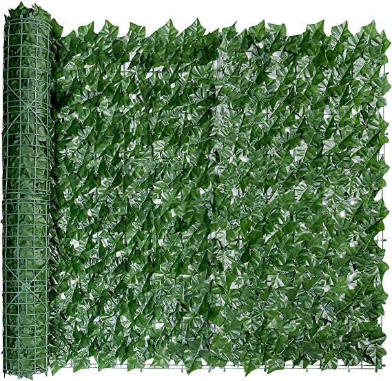 Photo 1 of Bybeton Artificial Ivy Privacy Fence Screen, 39.4" X 118" UV-Anti Fake Leaves Vines Grass Wall for Patio Balcony Privacy, Garden, Backyard Greenery Wall Backdrop and Fence Decor.
