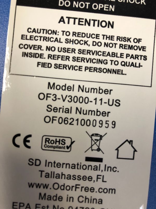 Photo 6 of OdorFree Villa 3000 Ozone Generator for Eliminating Odors, permanently removing Tobacco, Pet and Musty Odors at their Source - Easily Treats Up To 3000 Sq Ft
