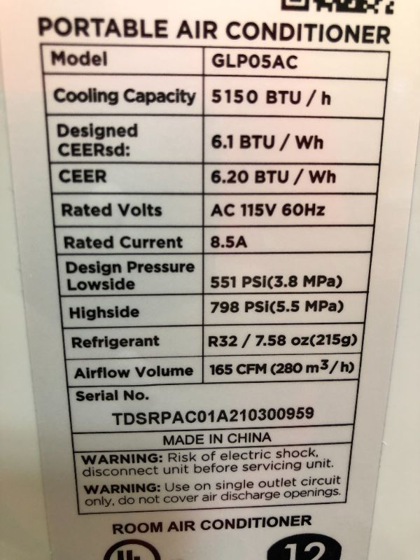 Photo 7 of TURBRO Greenland 8,000 BTU Portable Air Conditioner, Dehumidifier and Fan, 3-in-1 Floor AC Unit for Rooms up to 300 Sq Ft, Sleep Mode, Timer, Remote Included (5,000 BTU SACC)
