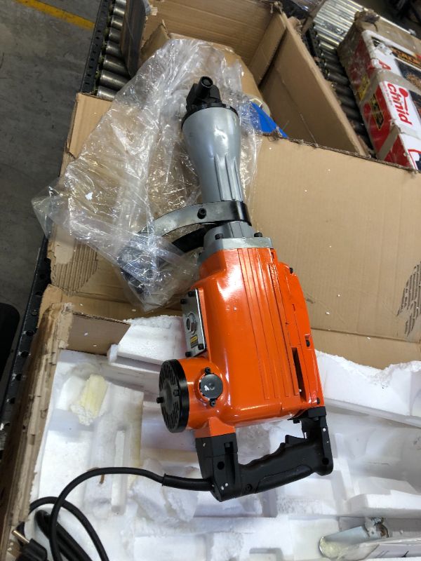 Photo 2 of VEVOR Demolition Jack Hammer 3600W Jack Hammer Concrete Breaker 1800 BPM Heavy Duty Electric Jack Hammer 6pcs Chisels Bit w/Gloves & 360°Swiveling Front Handle for Trenching, Chipping, Breaking Holes
