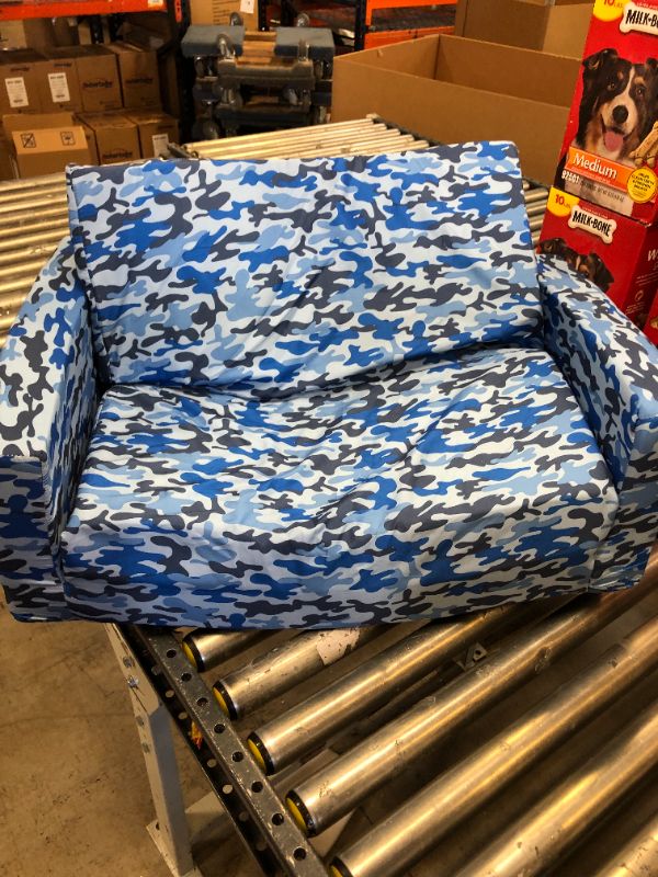 Photo 2 of Delta Children Cozee Flip-Out Sofa - 2-in-1 Convertible Sofa to Lounger for Kids, Blue Camo
