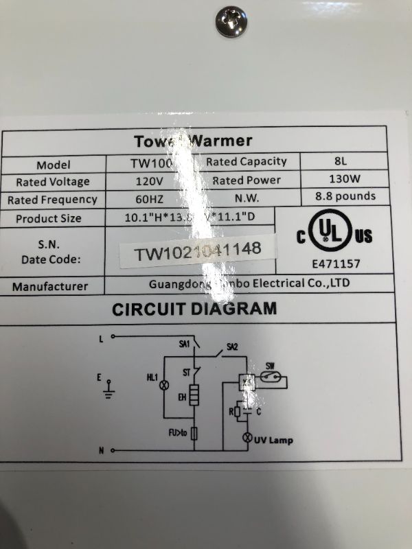 Photo 7 of Pursonic Towel Warmer with UV Sterilizer
