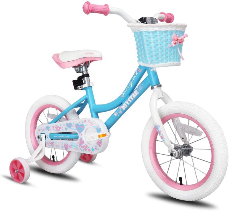 Photo 1 of JOYSTAR Angel Girls Bike for Toddlers and Kids, 12 Inch Kids Bike with Training Wheels & Basket, 18 in Girl Bicycle with Handbrake & Kickstand
