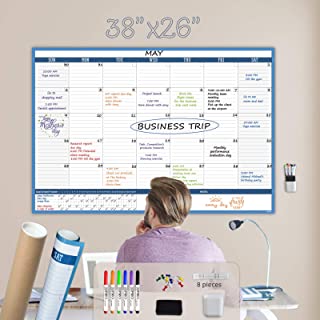 Photo 1 of Large Dry Erase Wall Calendar- 38"x26" Undated Monthly Calendar - Premium Laminated Reusable Whiteboard Monthly Planner For Home, Office, Classroom
