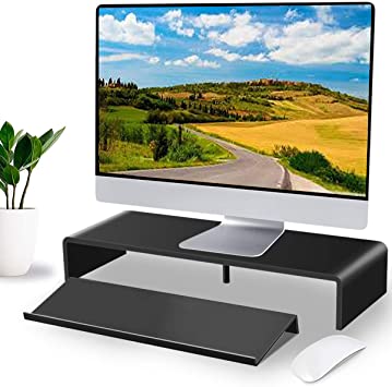 Photo 1 of Acrylic Monitor Stand & Keyboard Stand,Computer Monitor Stand Riser for Home Office Business Desk Stand for Keyboard Storage, Multi-Media iMac Printer - Black
